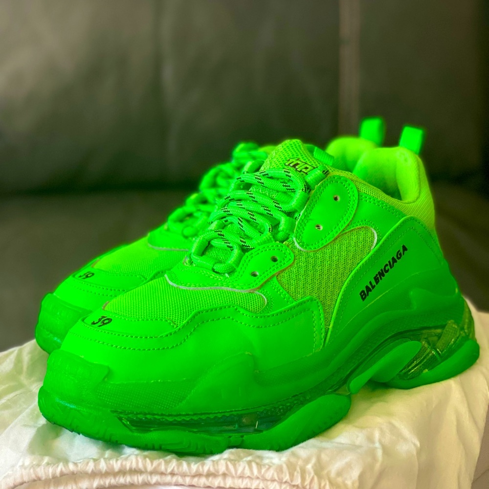 Balenciaga Triple S Neon Green Clear Soles Shipping in original box
